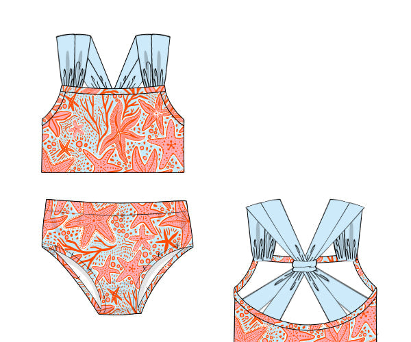 PREORDER 61: SPRING 2 - Coral Starfish Girl 2pc Swim
