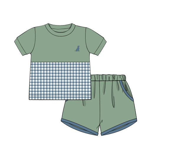 PREORDER 61: SPRING 2 - Spring Gingham & Florals Boy Shortie Set