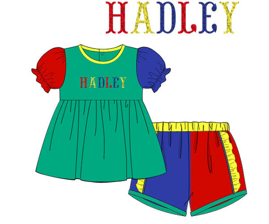 PREORDER 49: SUMMER PT 2 - Primary Color Block Girl Shortie Set