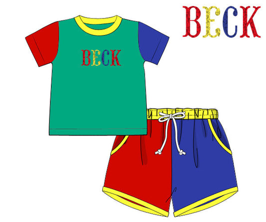 PREORDER 49: SUMMER PT 2 - Primary Color Block Boy Shortie Set