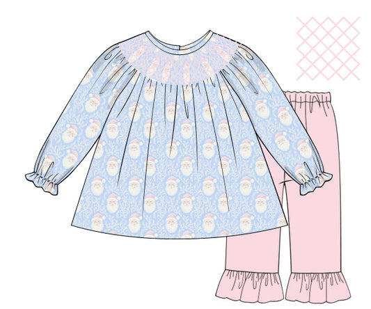 PREORDER 55: CHRISTMAS 1 - Christmas 1 Girls Only - Santa Baby Blues Girl Pant Set