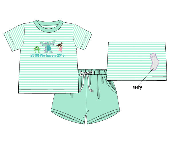 PREORDER 61: SPRING 2 - French Knot Monsters Boy Shortie Set