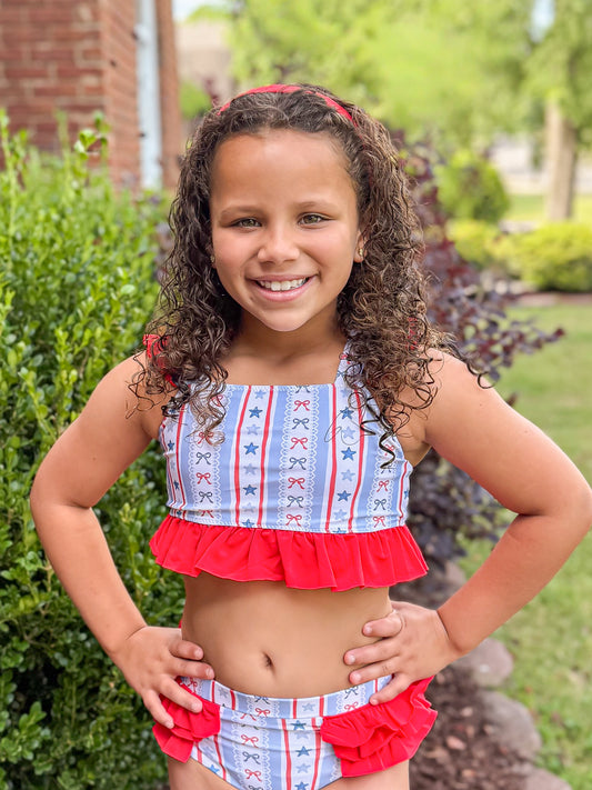 RTS - SUMMER 1 - Liberty Stars & Bows Girl 2pc Swim