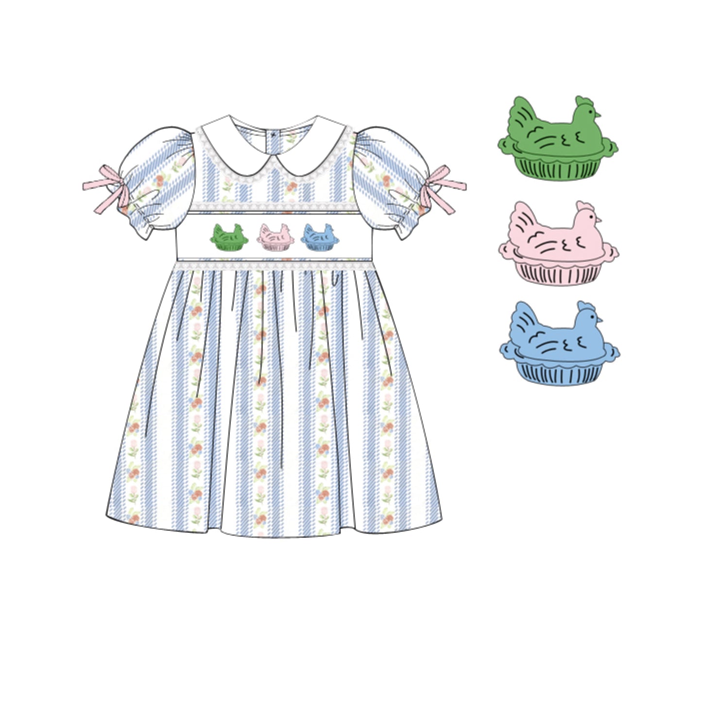 PREORDER 60: SPRING PT 1 - Spring 1 Girls Only - Vintage Hens Girl Dress
