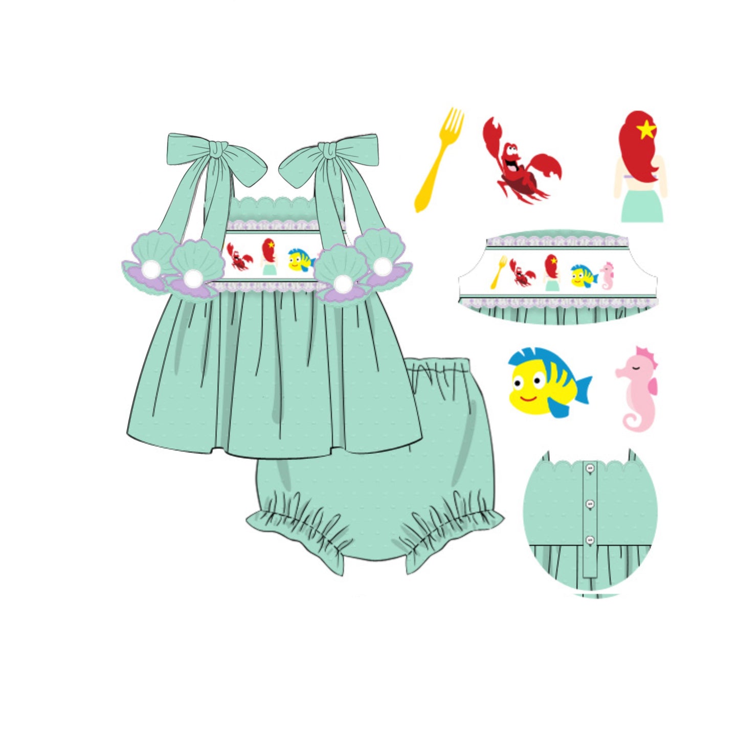 PREORDER 60: SPRING PT 1 - Spring 1 Girls Only - Under the Sea Girl Diaper Set