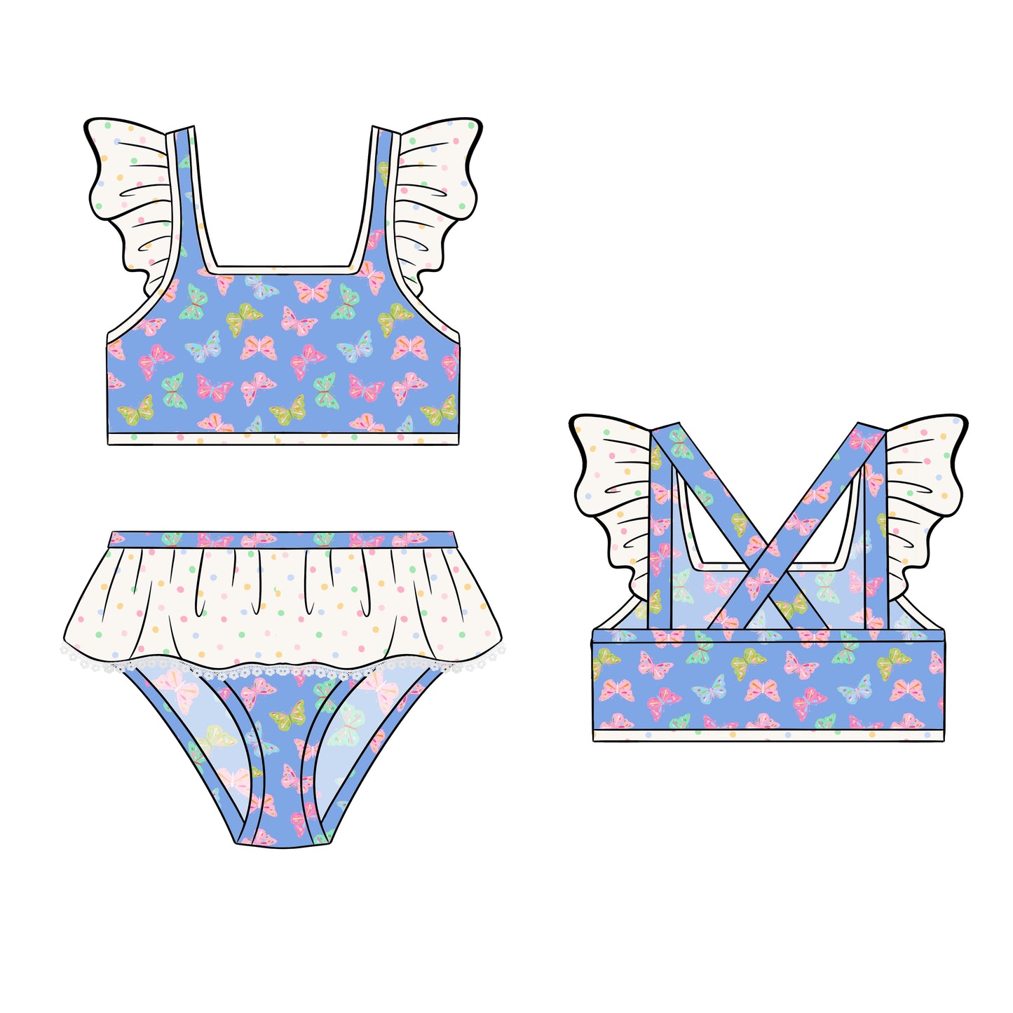 PREORDER 60: SPRING PT 1 - Butterfly Bliss Girl 2pc Swim