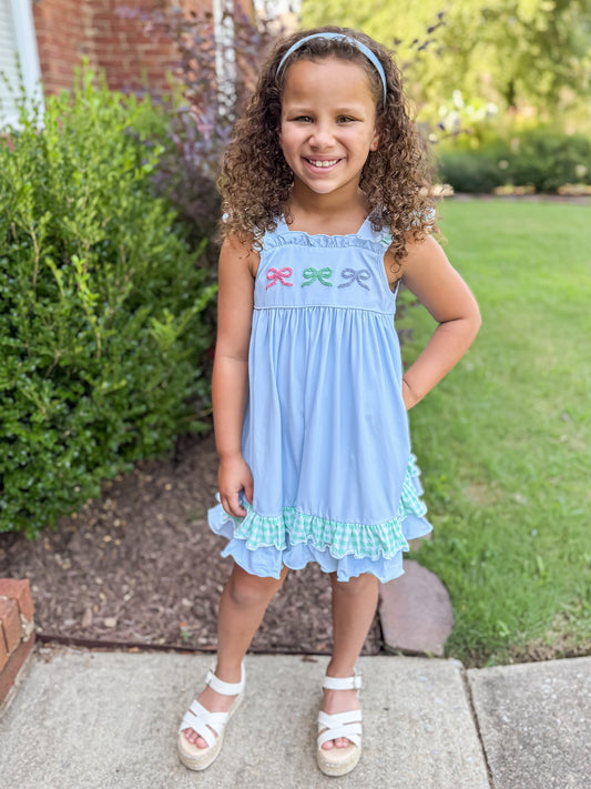 RTS - SUMMER 1 - Summer 1 Girls Only - French Knot Bows Girl Dress