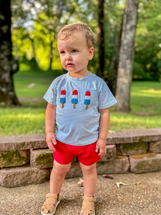 RTS - SUMMER 1 - French Knot Bomb Pops Boy Shortie Set