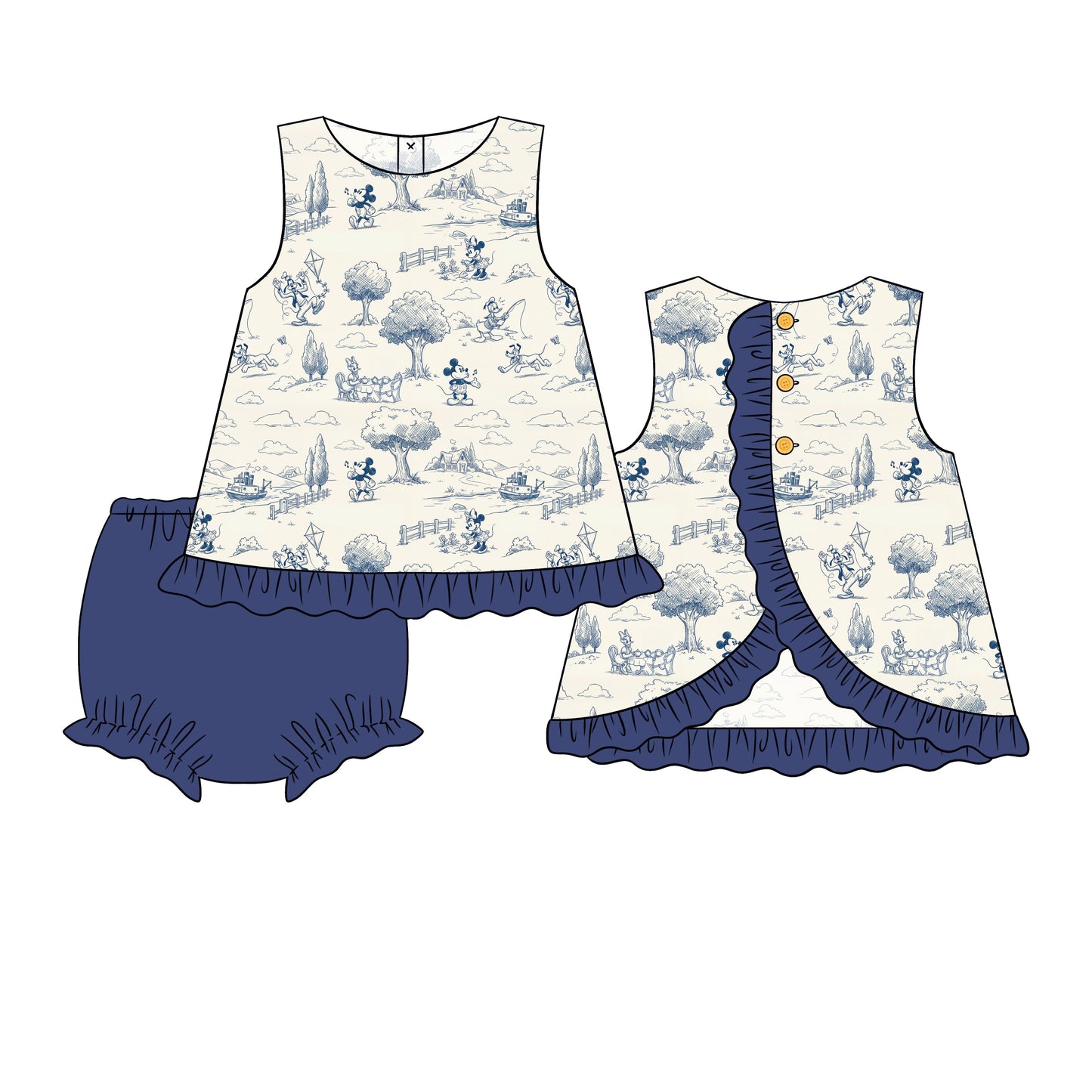 PREORDER 60: SPRING PT 1 - Mouse Toile Girl Diaper Set