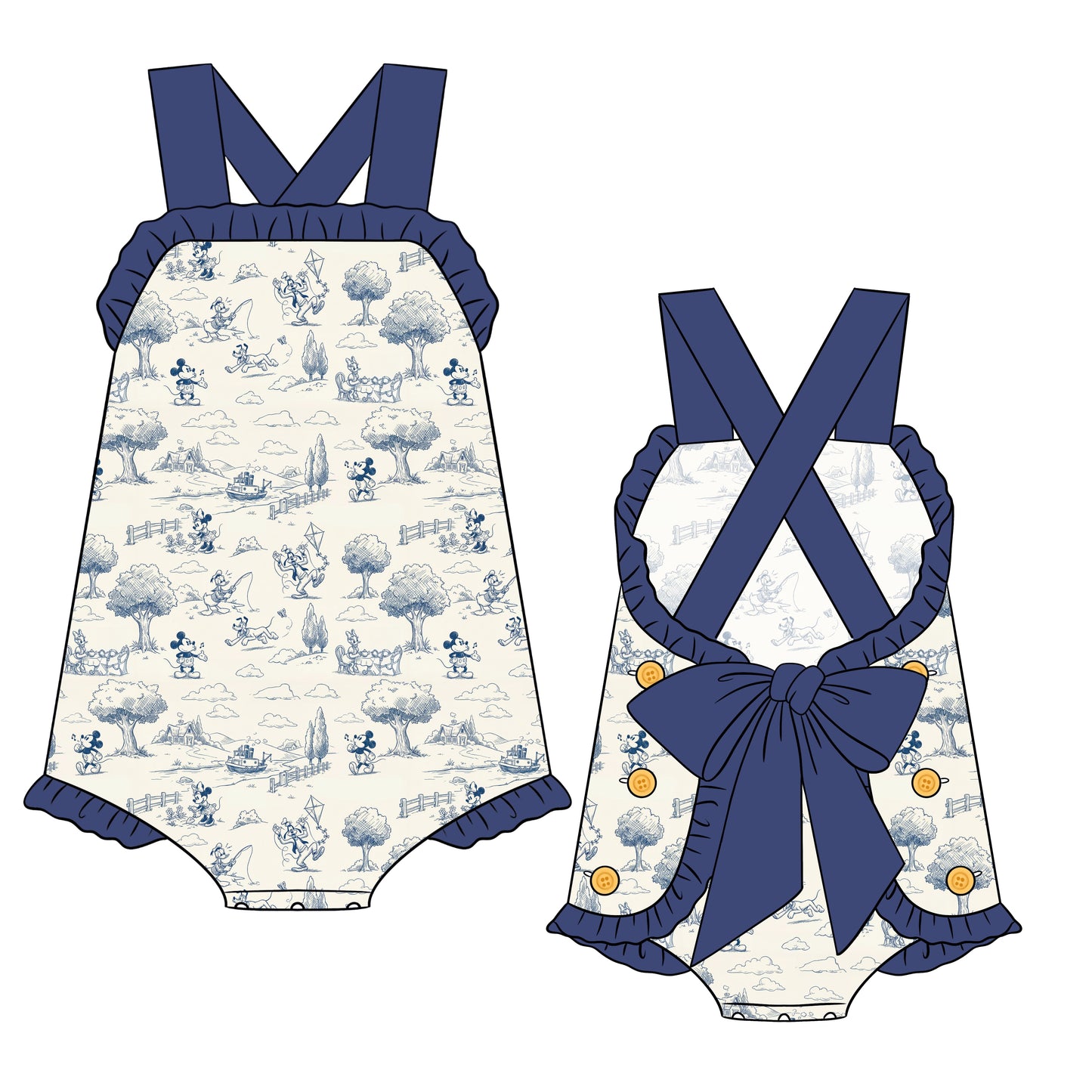 PREORDER 60: SPRING PT 1 - Mouse Toile Girl Sunsuit