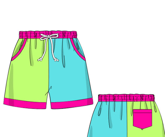 RTS - Neon Color Block Boy Regular Length Trunks