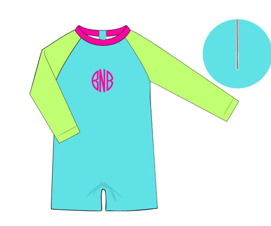 RTS - Neon Color Block Boy 1 PC Rashguard - NO MONOGRAM