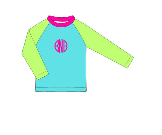 RTS - Neon Color Block Boy Rashguard Top - NO MONOGRAM
