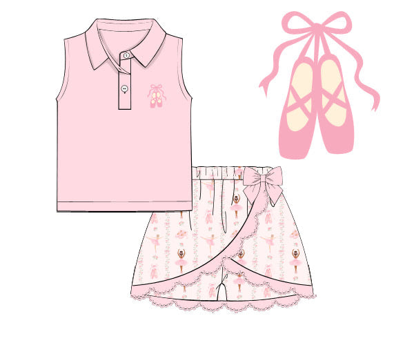PREORDER 62: SUMMER PT 1 - Girls Only - Embroidered Ballerina Girl Skort Set