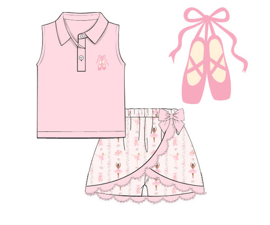 PREORDER 62: SUMMER PT 1 - Girls Only - Embroidered Ballerina Girl Skort Set
