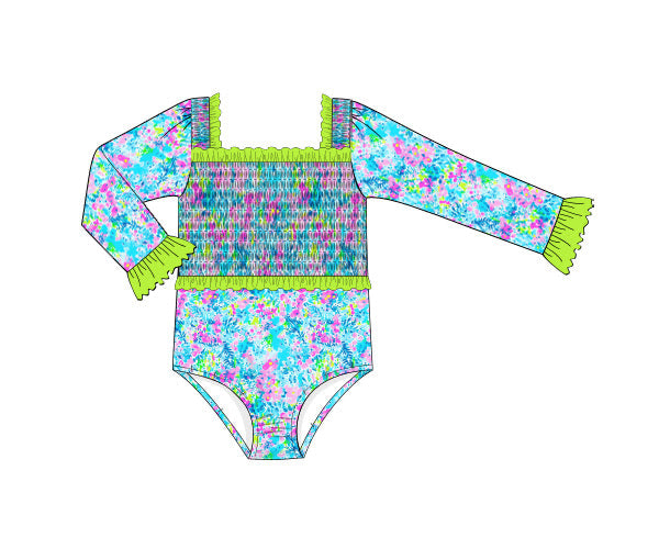 PREORDER 62: SUMMER PT 1 - Neon Lily Girl 1 PC Rashguard Swim