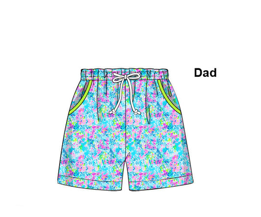 PREORDER 62: SUMMER PT 1 - Neon Lily Dad Swim Trunks