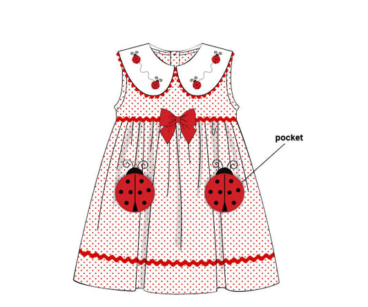 PREORDER 62: SUMMER PT 1 - Girls Only - Lady Bug Pockets Girl Dress