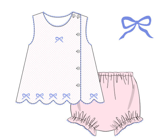 PREORDER 49: SUMMER PT 2 - Summer 2 Girls Only - Bitty Bow Knits Girl Diaper Set