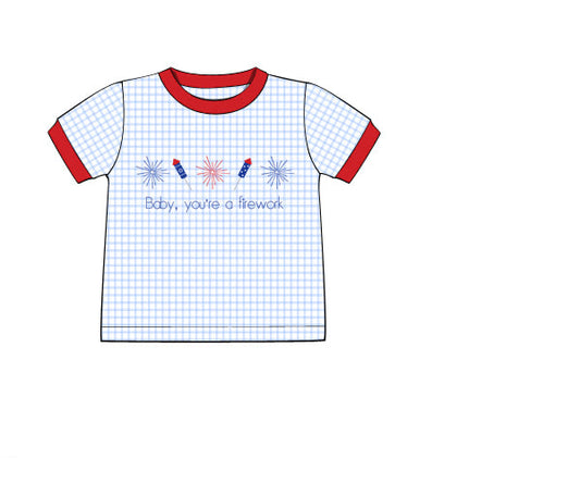 PREORDER 62: SUMMER PT 1 - Shirt Only - Embroidered Baby You’re a Firework Boy Shirt