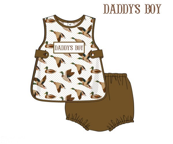 PREORDER 48: SUMMER 1 - Mallard Name Smocks Boy Diaper Set