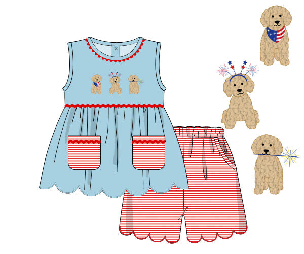 PREORDER 62: SUMMER PT 1 - Firecracker Puppies Girl Short Set