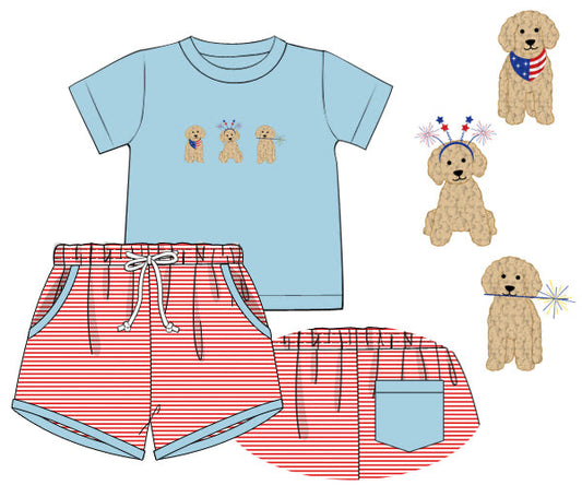 PREORDER 62: SUMMER PT 1 - Firecracker Puppies Boy Shortie Set