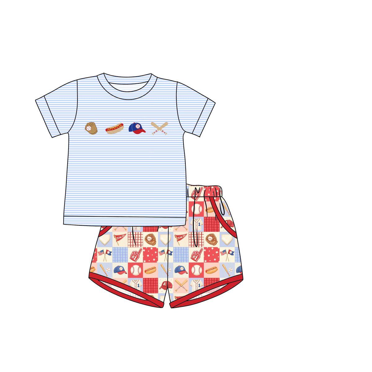 PREORDER 61: SPRING 2 - Ballpark Patchwork Boy Shortie Set