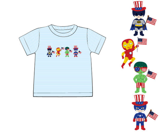 PREORDER 62: SUMMER PT 1 - Shirt Only - FK Patriotic Superheroes Boy Shirt