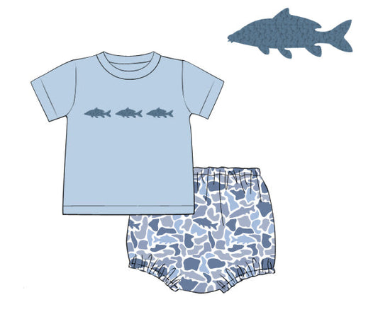 PREORDER 62: SUMMER PT 1 - Boys Only - Camo Shark Boy Diaper Set