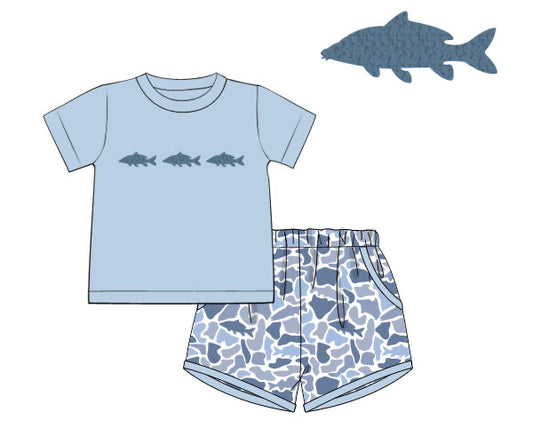 PREORDER 62: SUMMER PT 1 - Boys Only - Camo Shark Boy Shortie Set