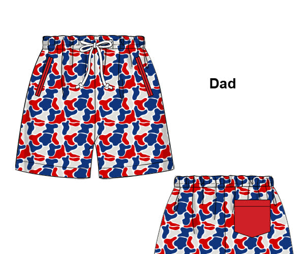 PREORDER 62: SUMMER PT 1 - Boys Only - Patriotic Camo Dad Swim Trunks