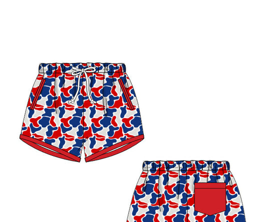 PREORDER 62: SUMMER PT 1 - Boys Only - Patriotic Camo Boy Shortie Swim Trunks