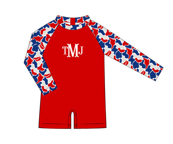 PREORDER 62: SUMMER PT 1 - Boys Only - Patriotic Camo Boy 1pc Rashguard
