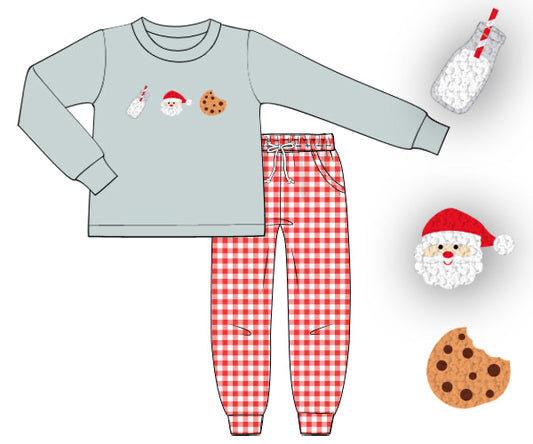 PREORDER 56: CHRISTMAS 2 - Santa’s Milk & Cookies Boy Jogger Set