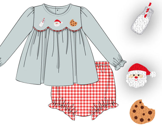 PREORDER 56: CHRISTMAS 2 - Santa’s Milk & Cookies Girl Diaper Set