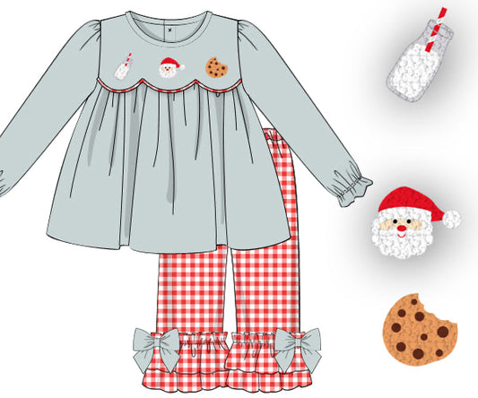 PREORDER 56: CHRISTMAS PT 2 - Santa’s Milk & Cookies Girl Pant Set