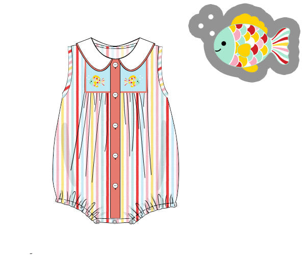 PREORDER 62: SUMMER PT 1 - Smocked Rainbow Fish Boy Bubble