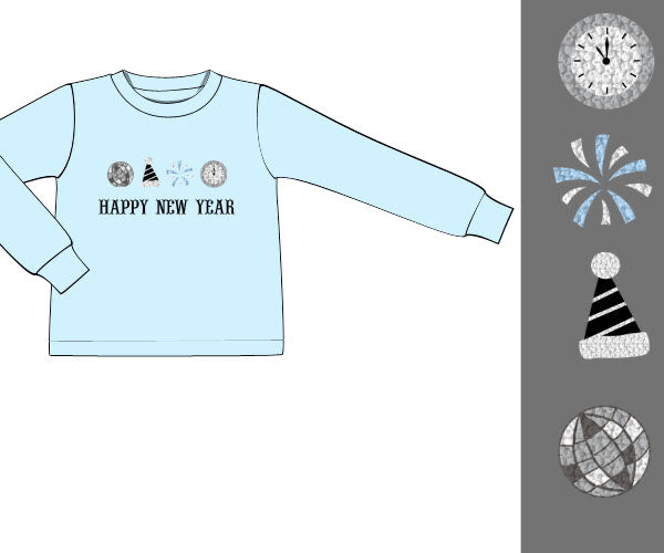 PREORDER 57: WINTER - Winter Shirt Only - Happy New Year Boy Shirt