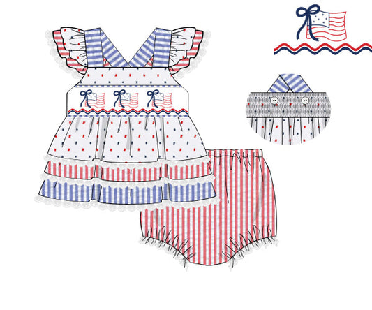 PREORDER 62: SUMMER PT 1 - God Bless The USA Girl Diaper Set