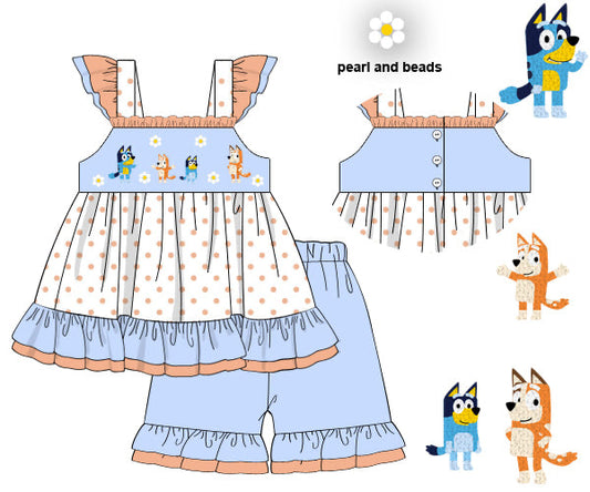 PREORDER 62: SUMMER PT 1 - Blue Dog Pals Girl Short Set