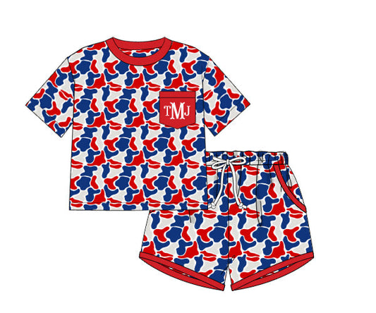 PREORDER 62: SUMMER PT 1 - Boys Only - Patriotic Camo Boy Shortie Set