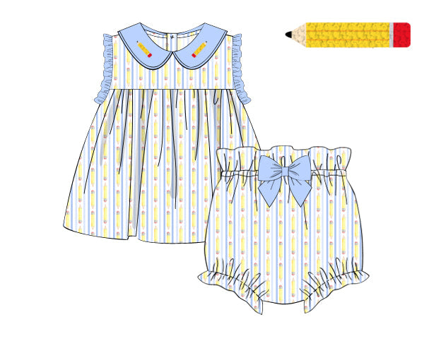 RTS - Preppy Pencils Girl Diaper Set