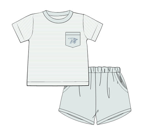 PREORDER 49: SUMMER PT 2 - Summer 2 Boys Only - Sage Embroidered Mallard Boy Shortie Set