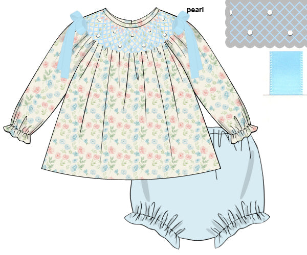 PREORDER 59: TTS - TTS Girls Only - Pearls in Bloom Girl Diaper Set