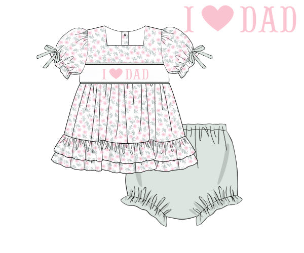 PREORDER 48: SUMMER 1 - Sage & Floral Father’s Day Girl Diaper Set
