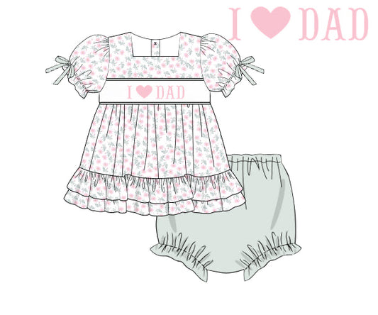 PREORDER 48: SUMMER 1 - Sage & Floral Father’s Day Girl Diaper Set