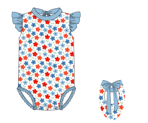 PREORDER 48: SUMMER 1 - All American Blooms Girl 1pc Swim