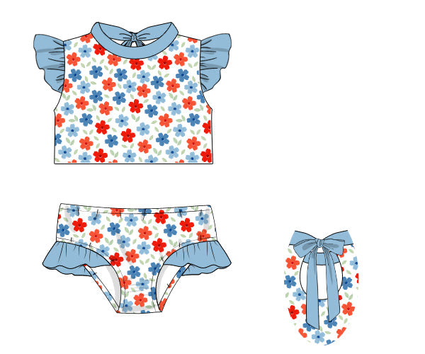 PREORDER 48: SUMMER 1 - All American Blooms Girl 2pc Swim