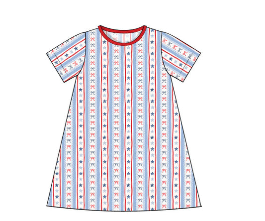 PREORDER 48: SUMMER 1 - Liberty Stars & Bows Girl Dress